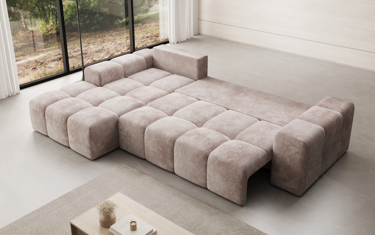 Canapé design Aila avec fonction couchage et fonction rabattable en Côtelé