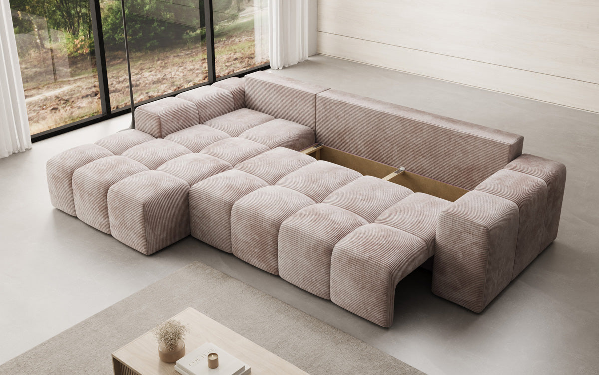 Canapé design Aila avec fonction couchage et fonction rabattable en Côtelé