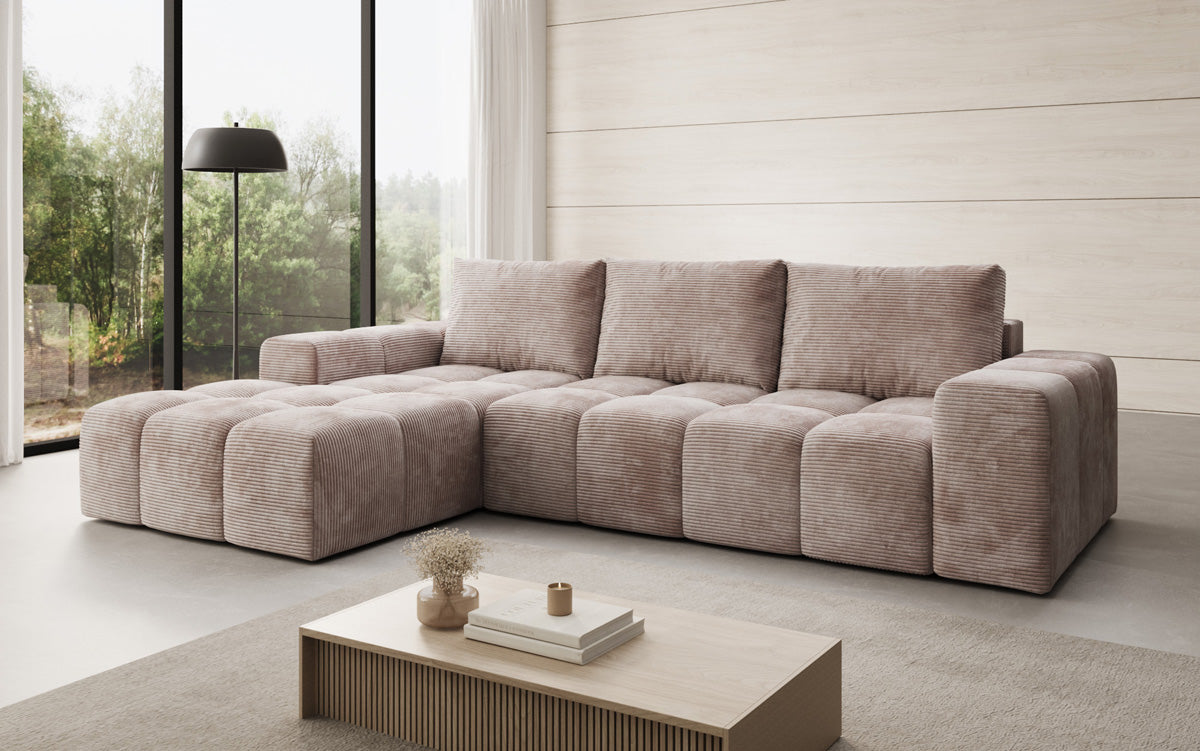 Canapé design Aila avec fonction couchage et fonction rabattable en Côtelé