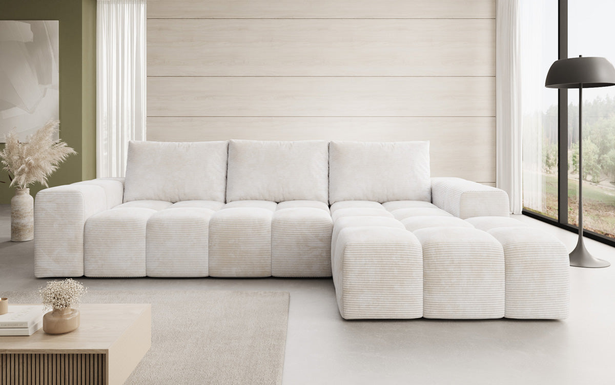 Designer Sofa Aila mit Schlaf- und Klappfunktion in Cord