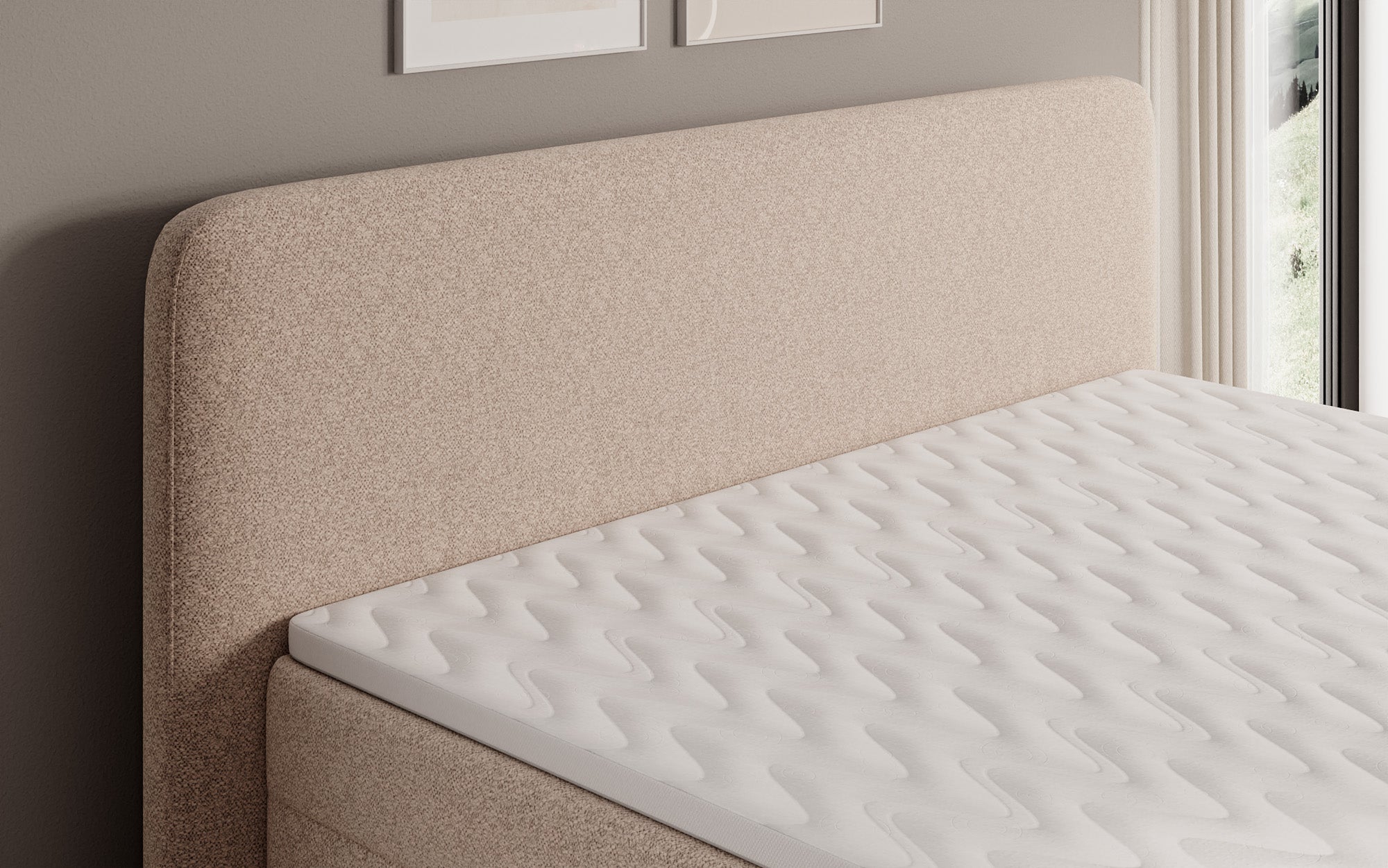 Boxspringbett Nea am Strukturstoff mat Stauraum