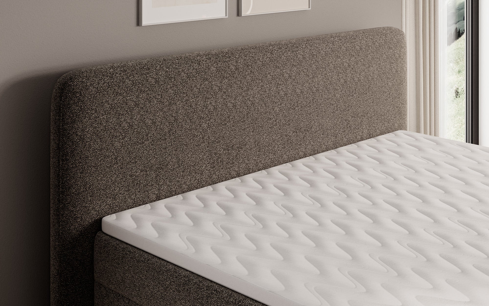 Boxspringbett Nea am Strukturstoff mat Stauraum