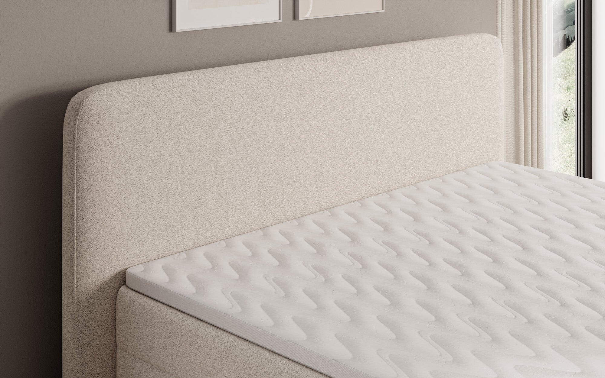 Boxspringbett Nea am Strukturstoff mat Stauraum