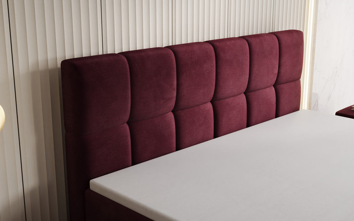 Windsor box spring bed with storage in velvet