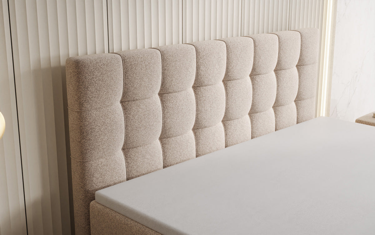 Boxspringbett Ascot am Strukturstoff mat Stauraum