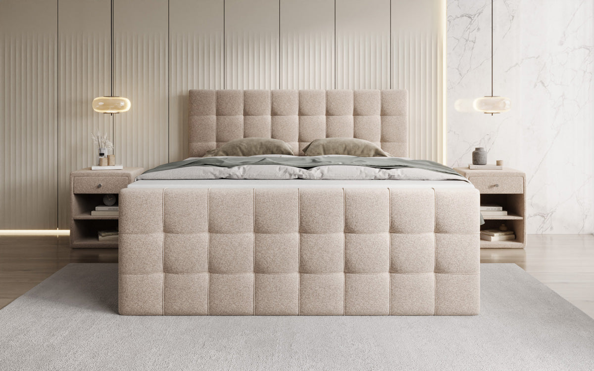Boxspringbett Ascot am Strukturstoff mat Stauraum