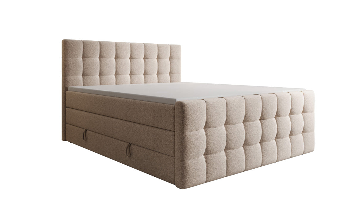 Boxspringbett Ascot am Strukturstoff mat Stauraum