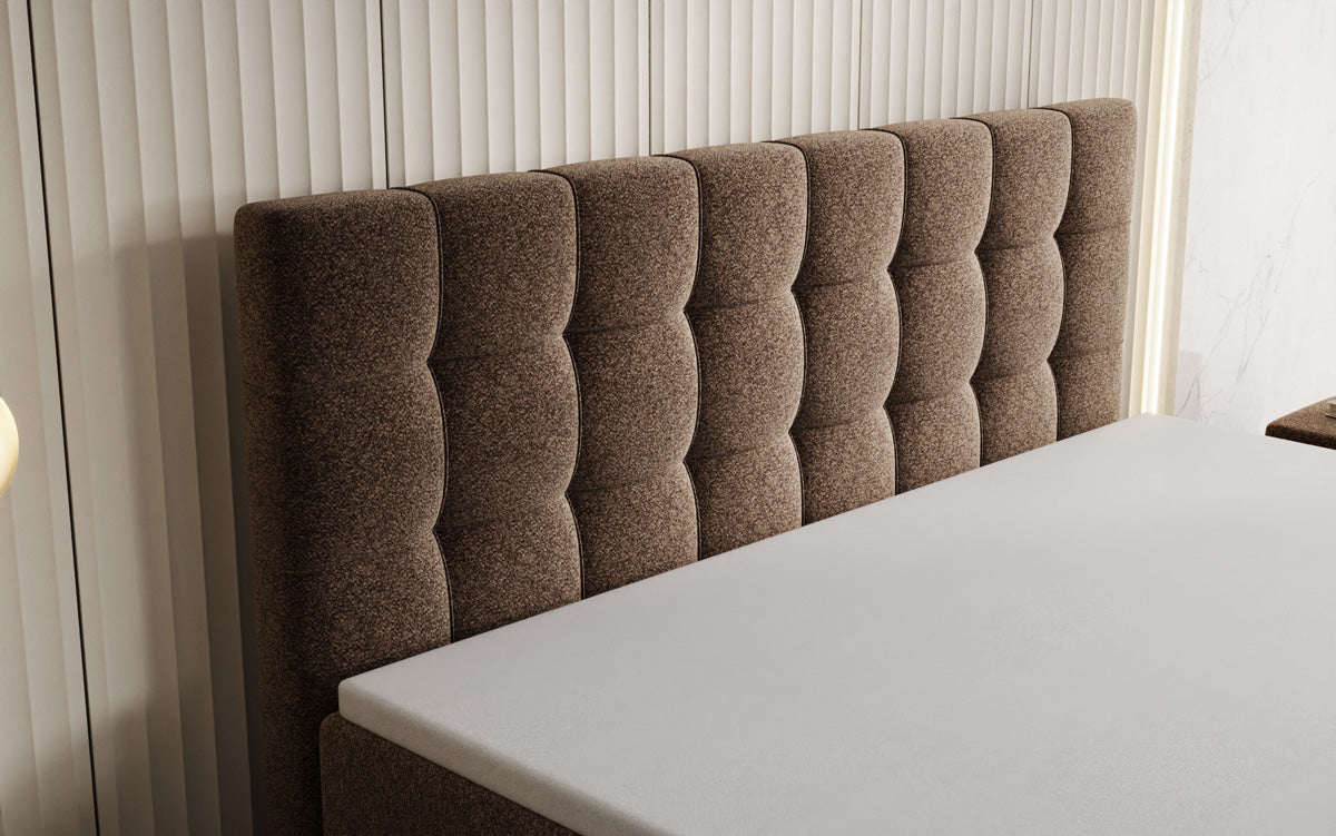 Boxspringbett Ascot am Strukturstoff mat Stauraum