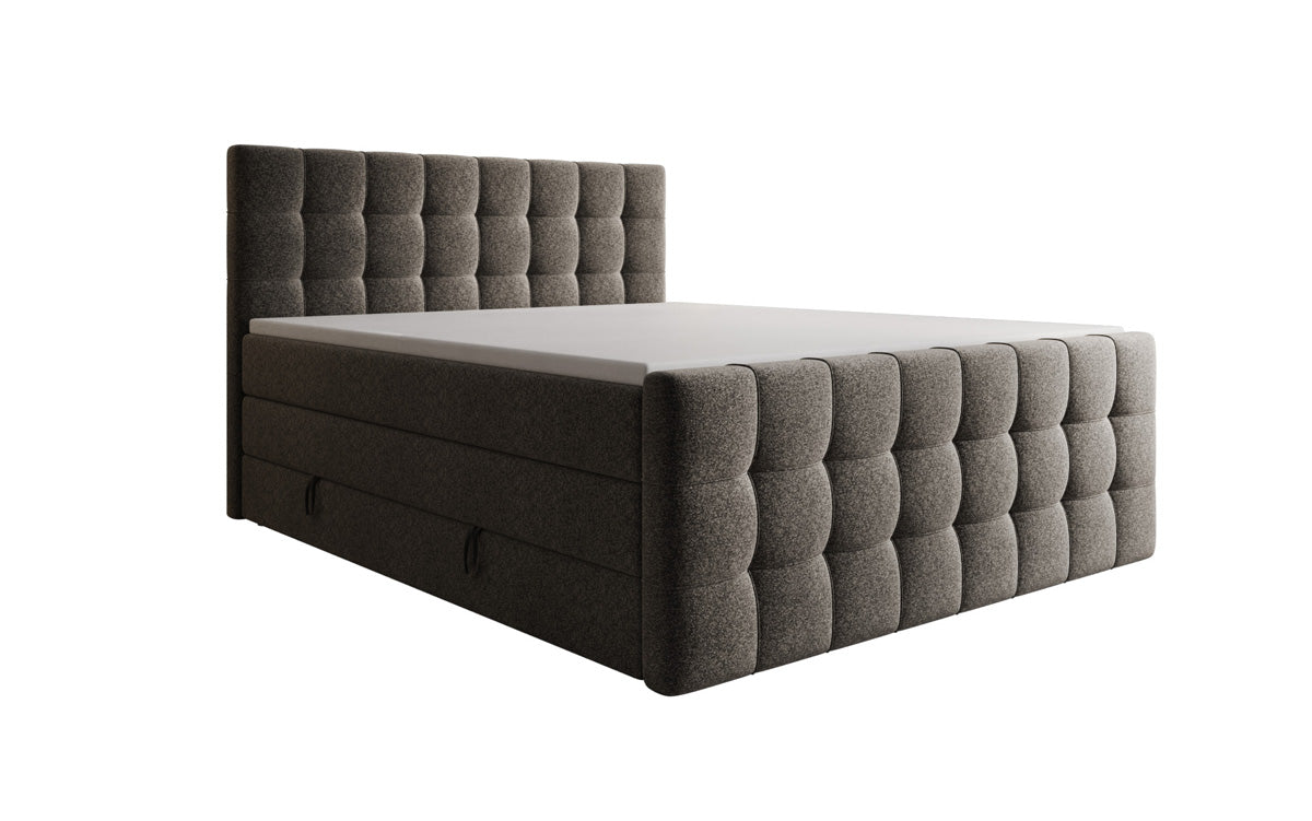 Boxspringbett Ascot am Strukturstoff mat Stauraum