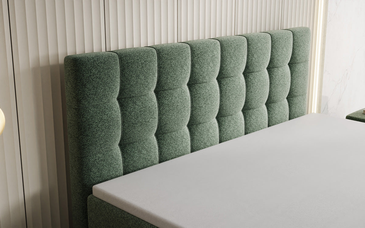 Boxspringbett Ascot am Strukturstoff mat Stauraum