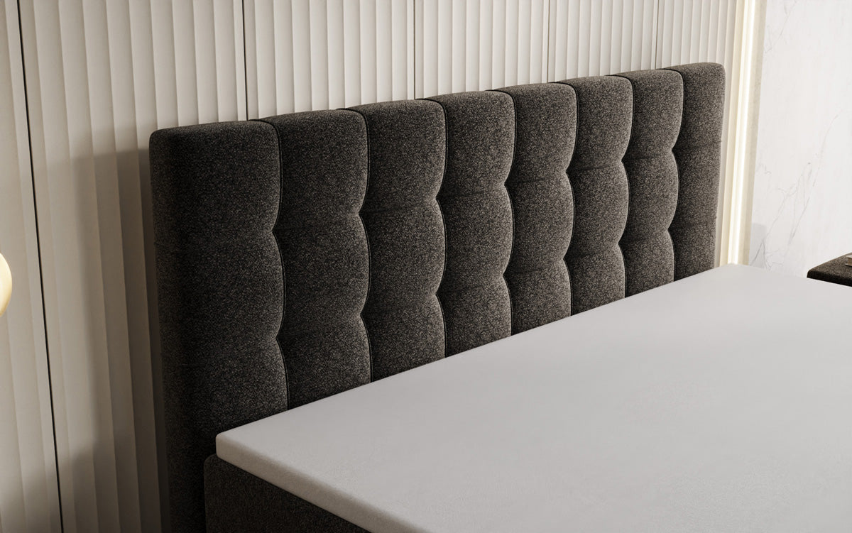 Boxspringbett Ascot am Strukturstoff mat Stauraum