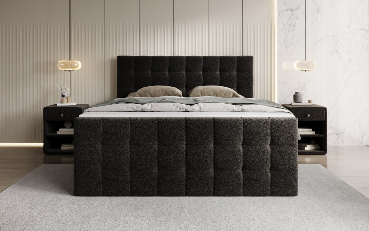 Boxspringbett Ascot am Strukturstoff mat Stauraum