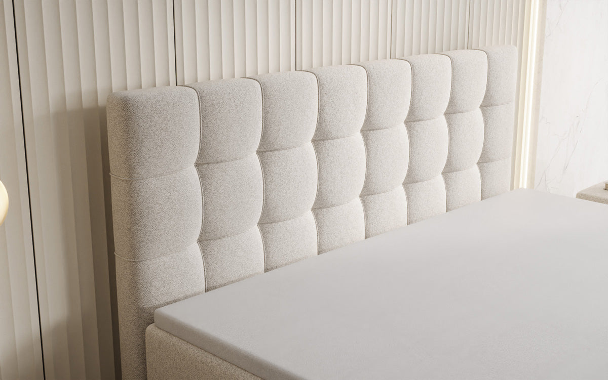 Boxspringbett Ascot am Strukturstoff mat Stauraum