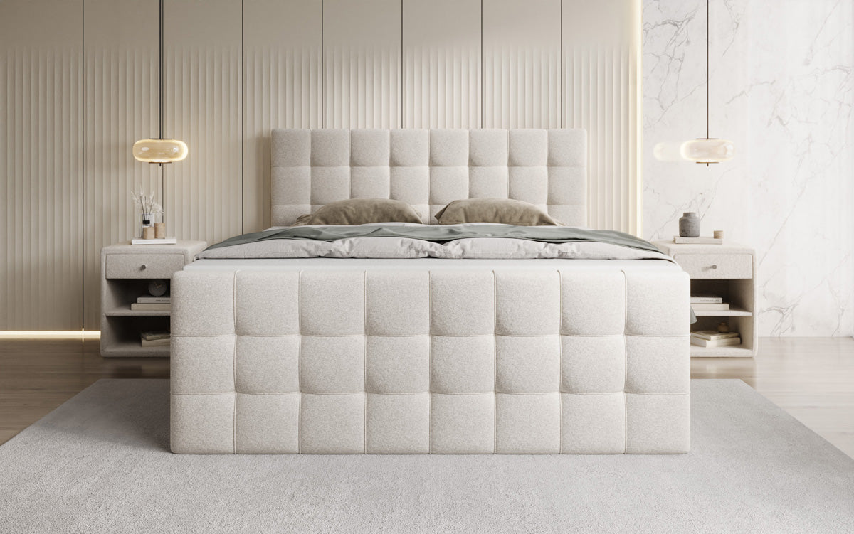 Boxspringbett Ascot am Strukturstoff mat Stauraum