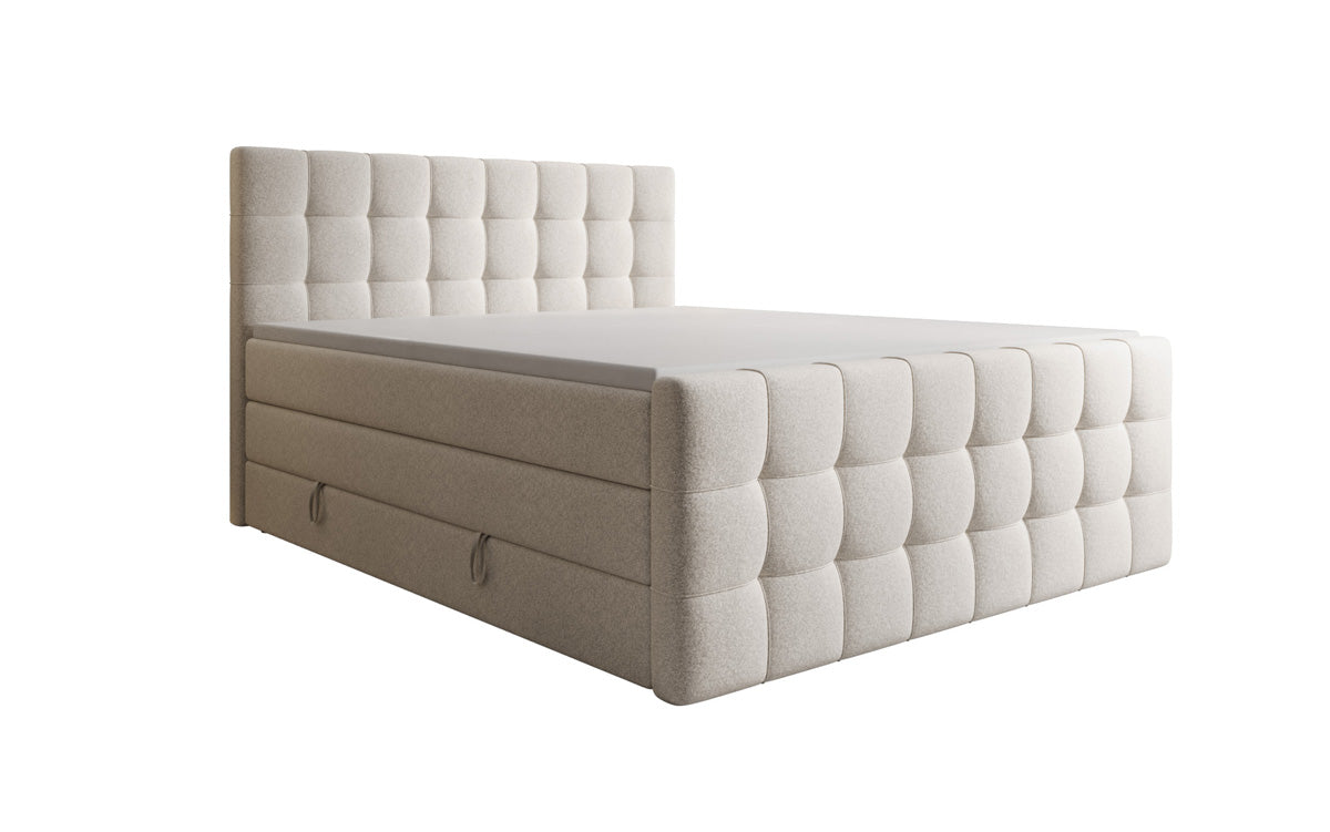 Boxspringbett Ascot am Strukturstoff mat Stauraum