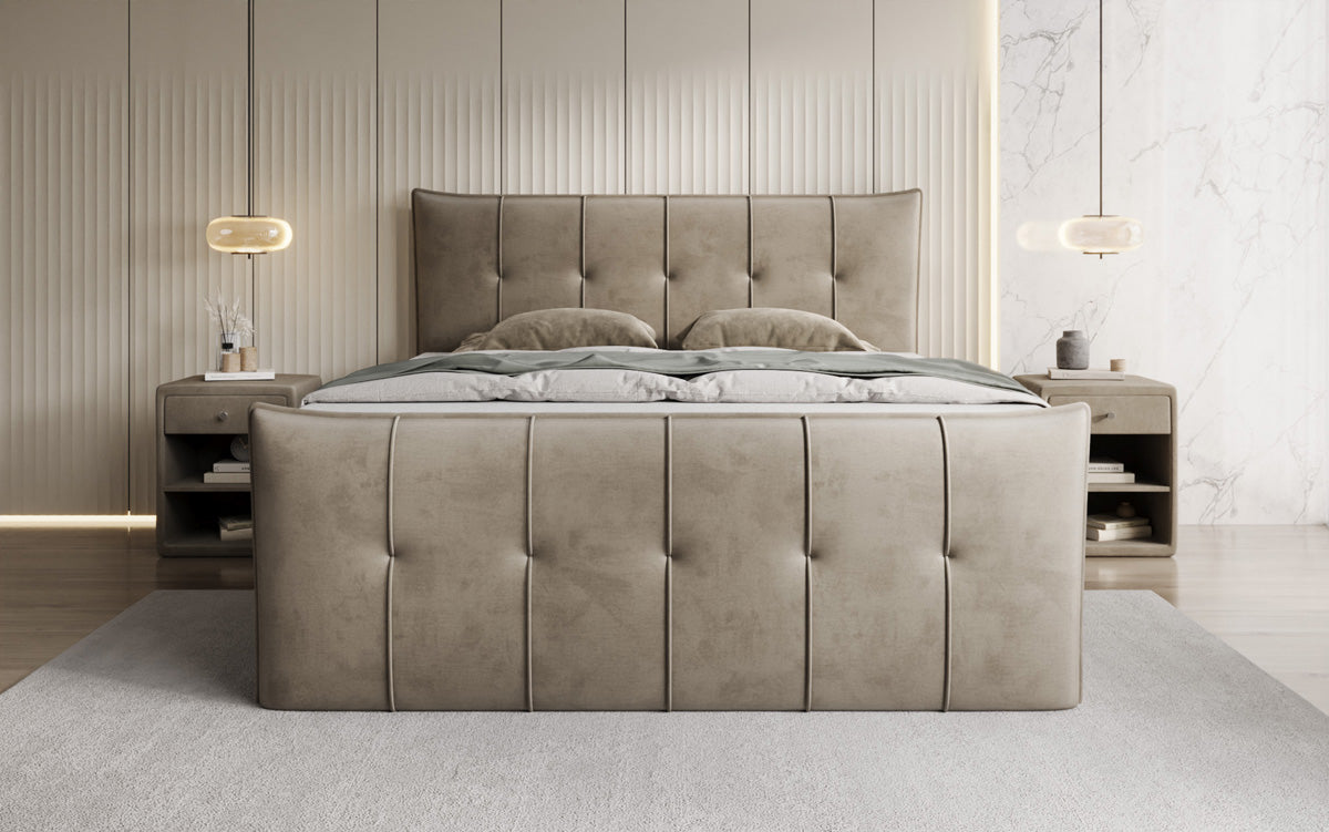 Lit boxspring Treviso avec rangement en Velours