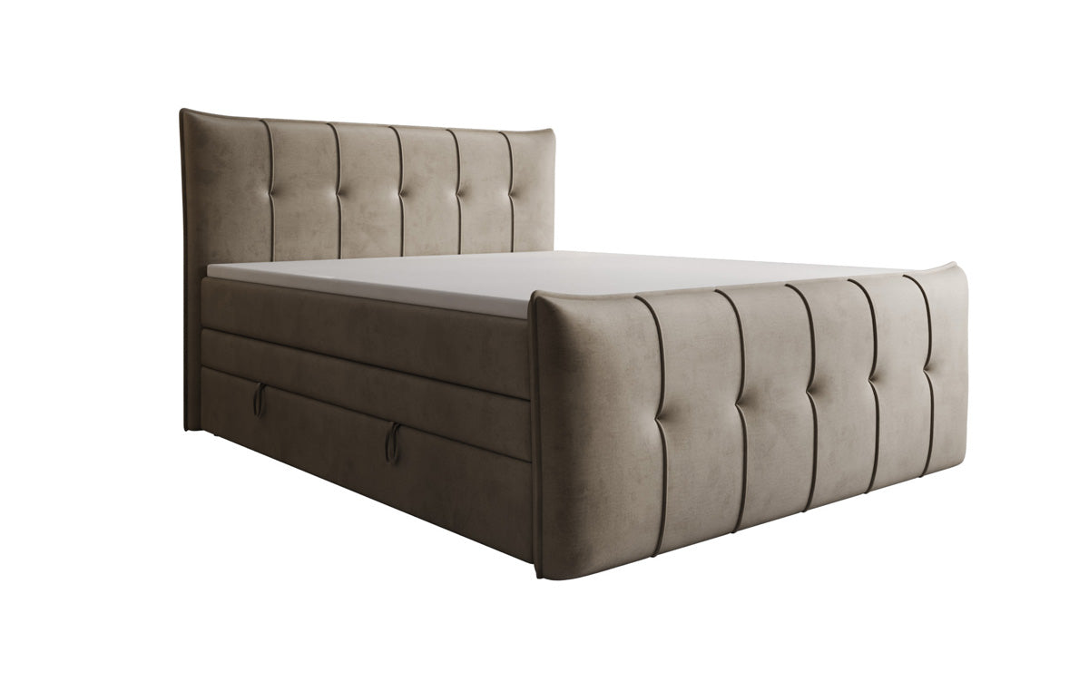 Lit boxspring Treviso avec rangement en Velours