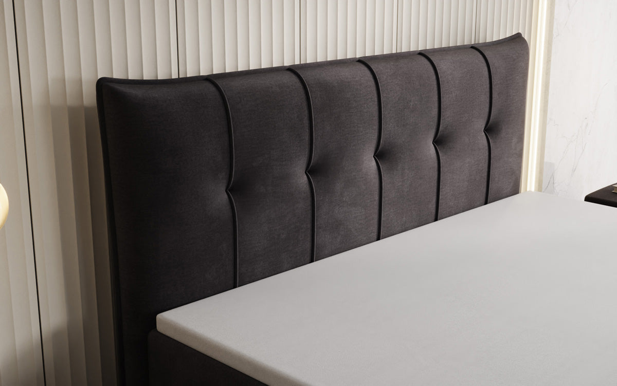 Lit boxspring Treviso avec rangement en Velours