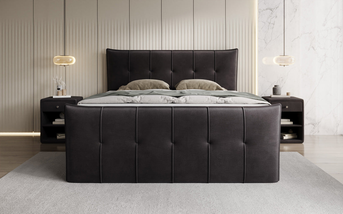 Lit boxspring Treviso avec rangement en Velours