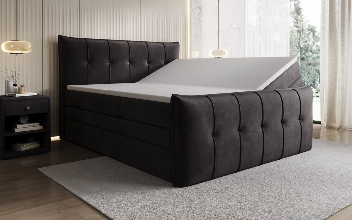 Lit boxspring Treviso avec rangement en Velours