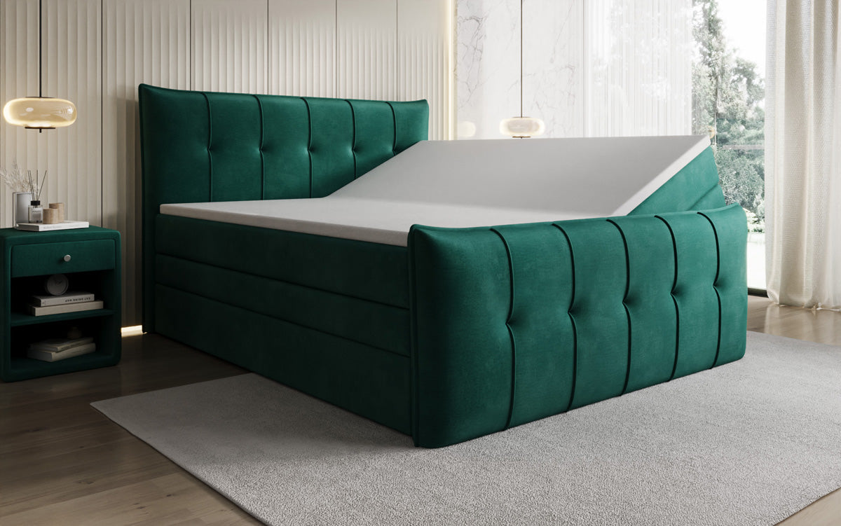 Lit boxspring Treviso avec rangement en Velours
