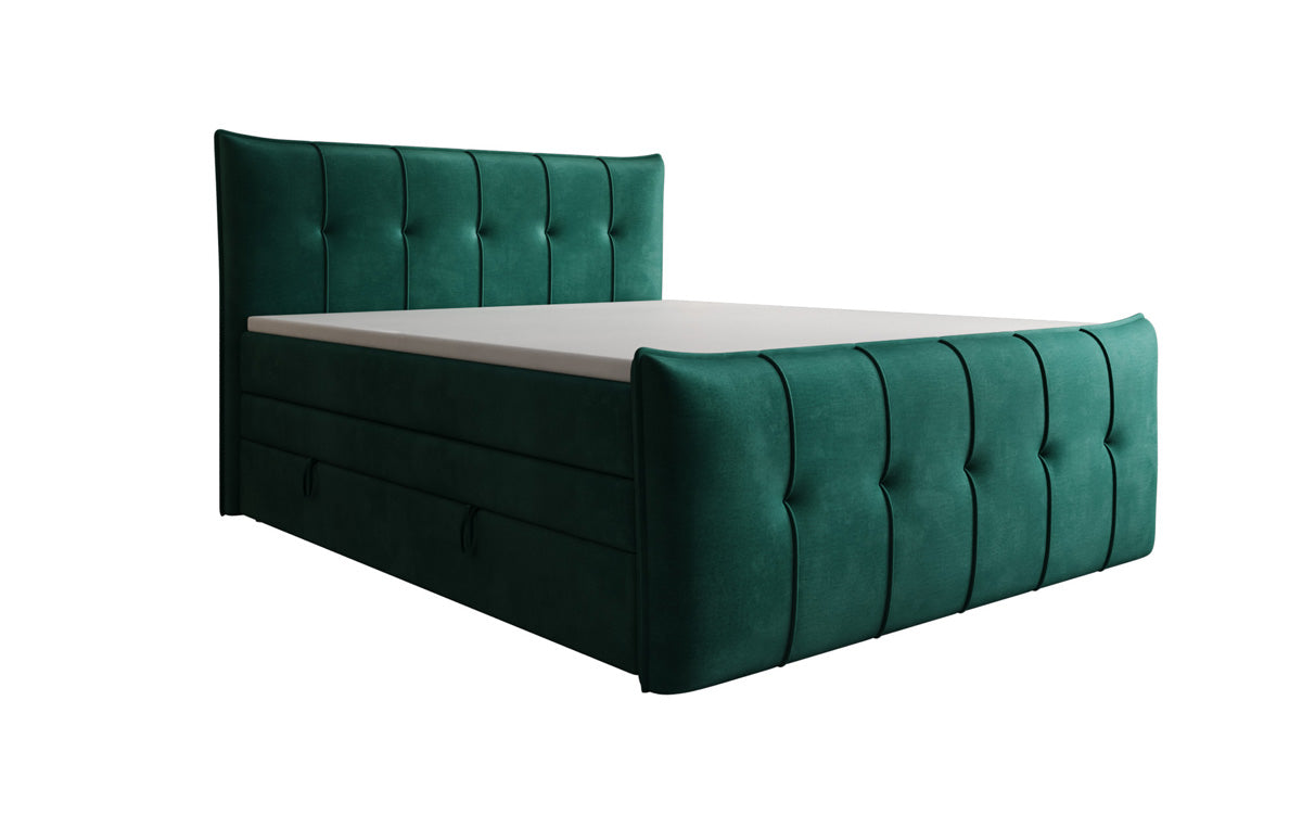 Lit boxspring Treviso avec rangement en Velours