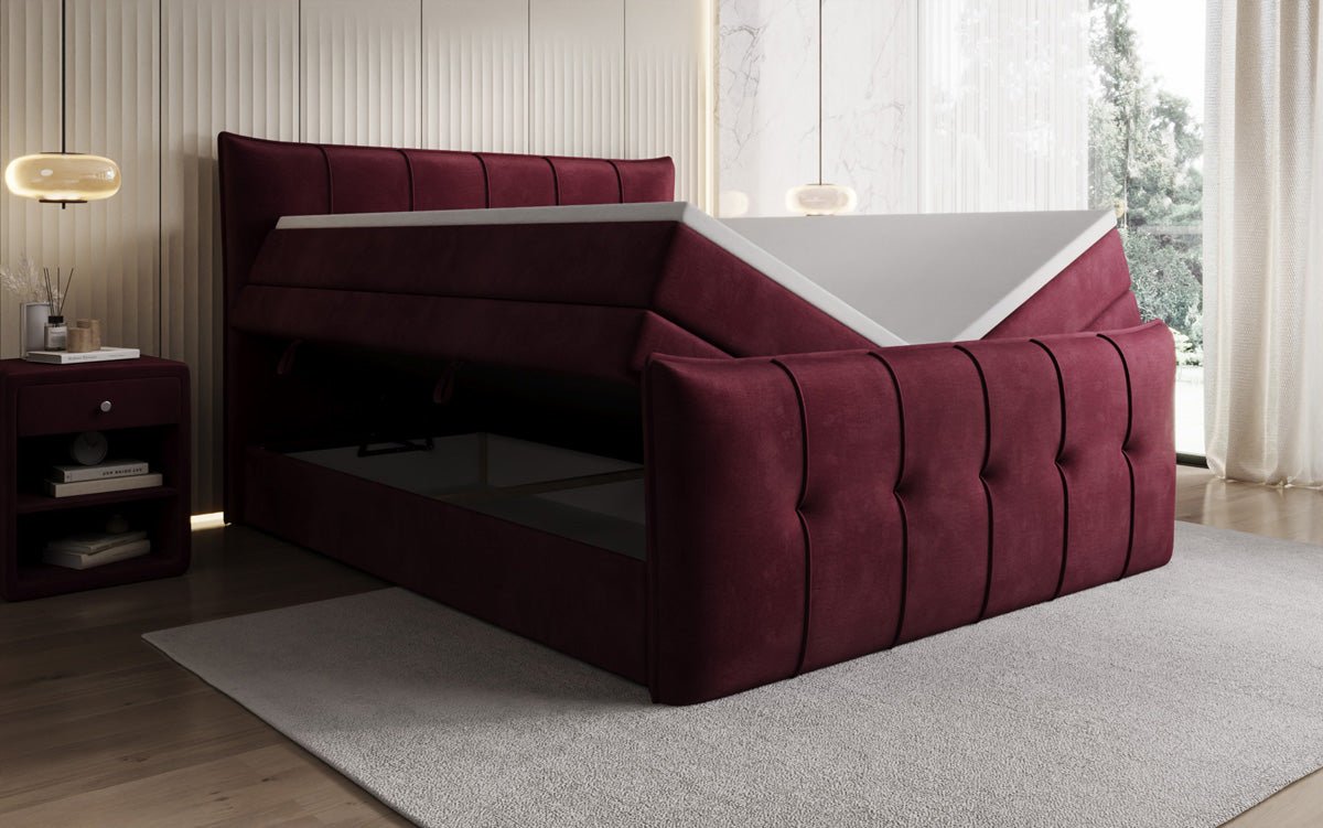 Lit boxspring Treviso avec rangement en Velours