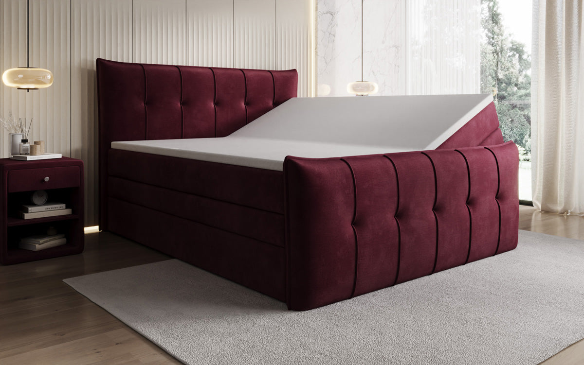 Lit boxspring Treviso avec rangement en Velours