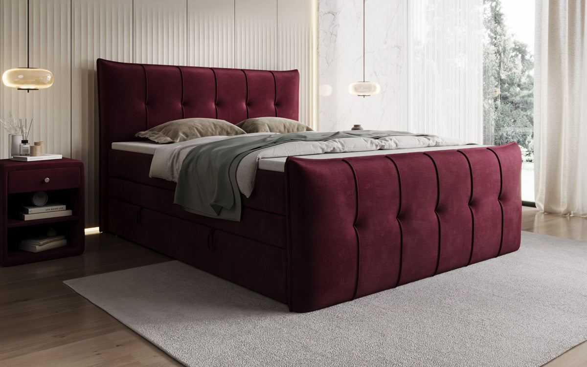 Lit boxspring Treviso avec rangement en Velours