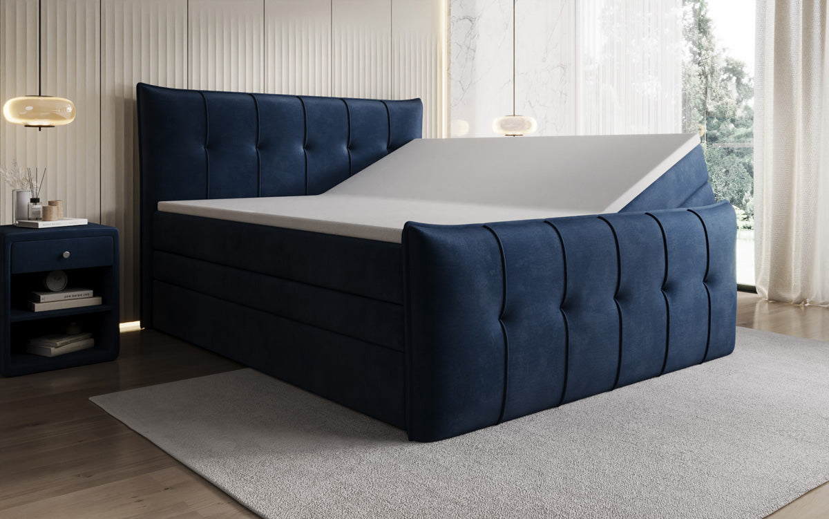 Lit boxspring Treviso avec rangement en Velours