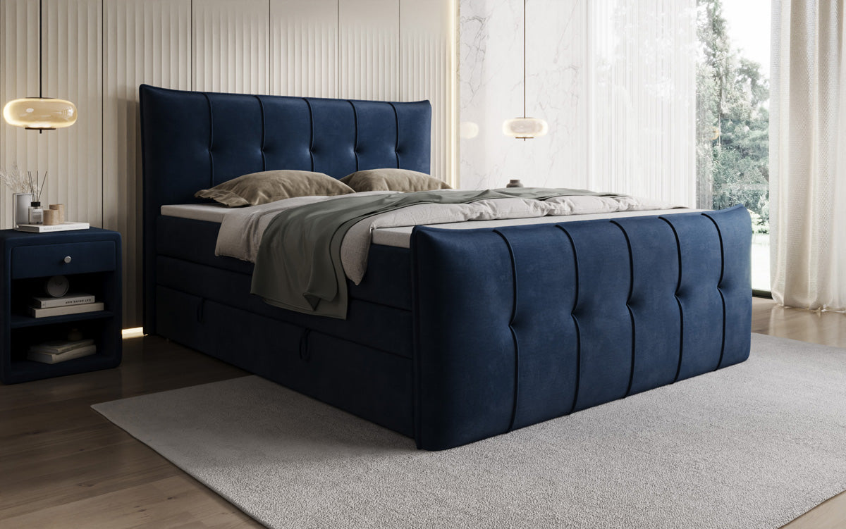 Lit boxspring Treviso avec rangement en Velours