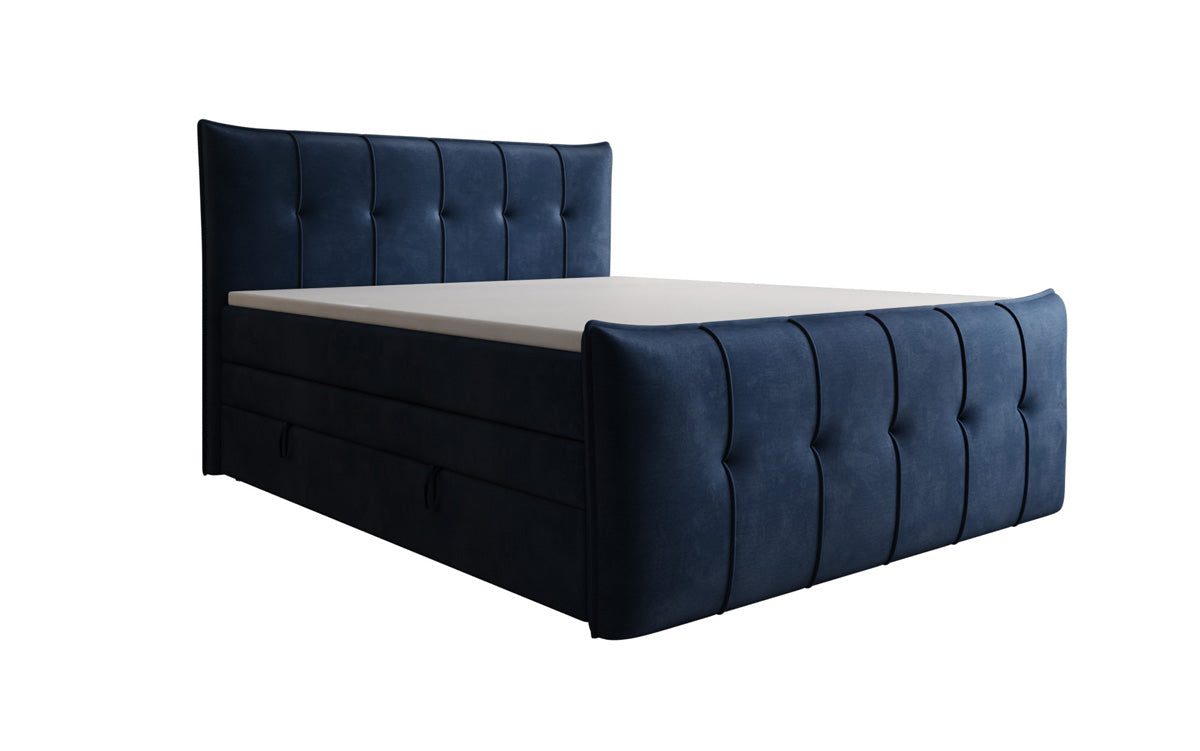 Lit boxspring Treviso avec rangement en Velours