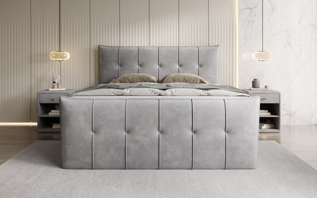 Lit boxspring Treviso avec rangement en Velours