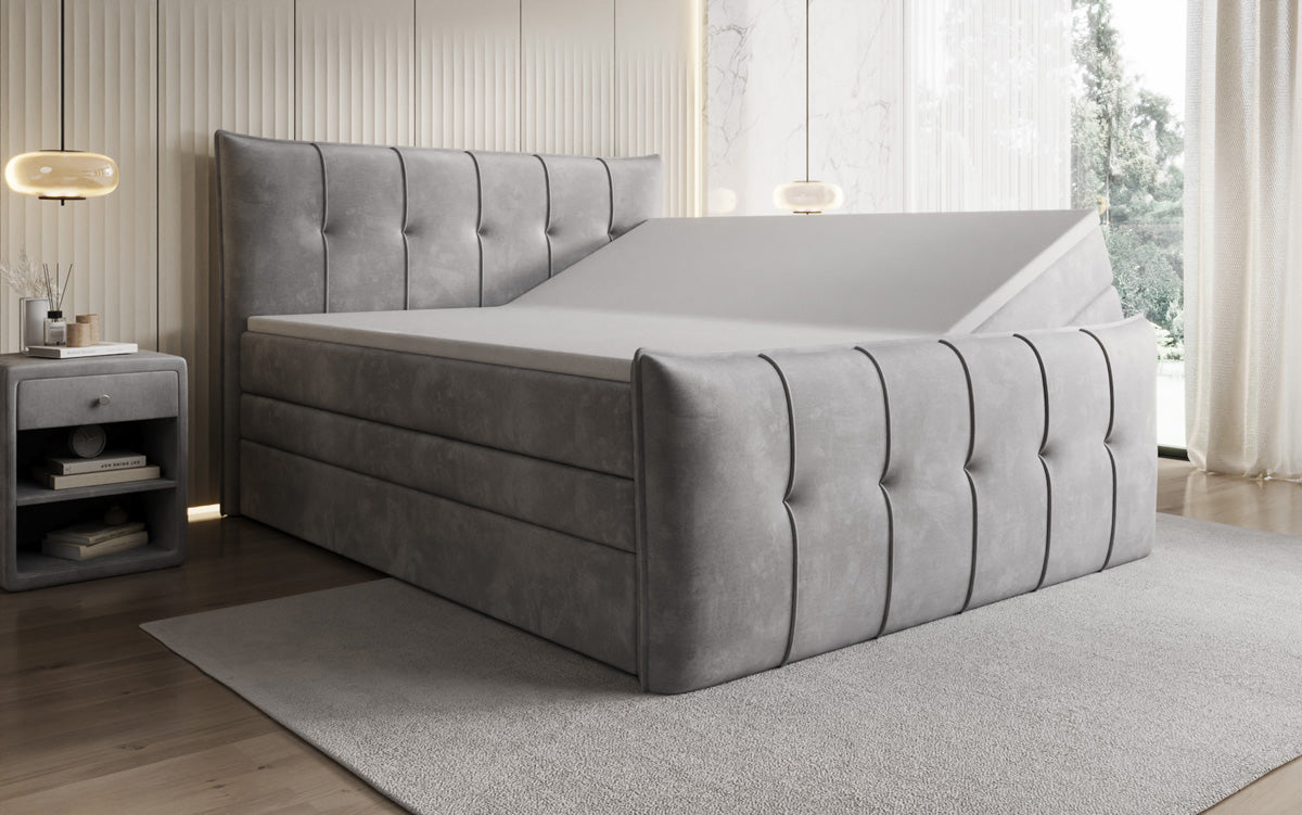 Lit boxspring Treviso avec rangement en Velours