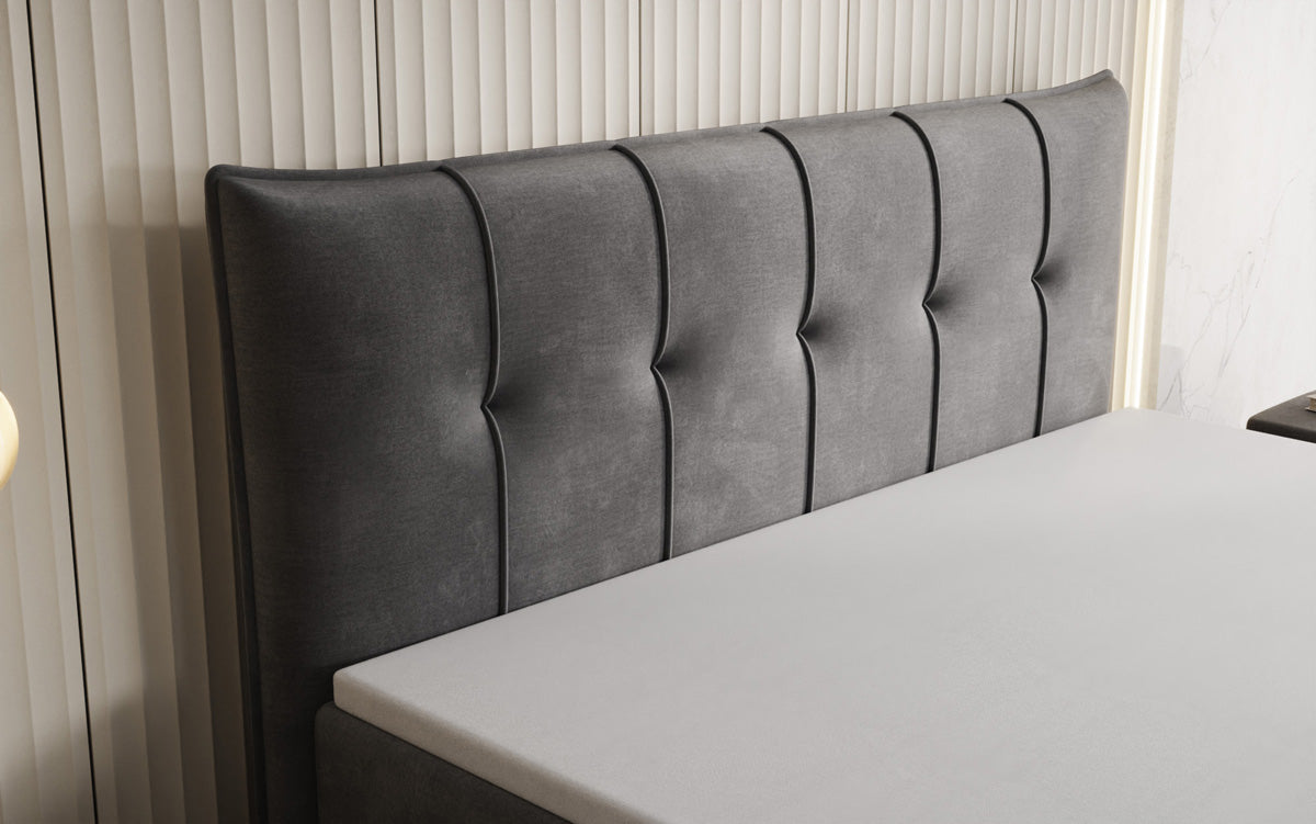 Lit boxspring Treviso avec rangement en Velours