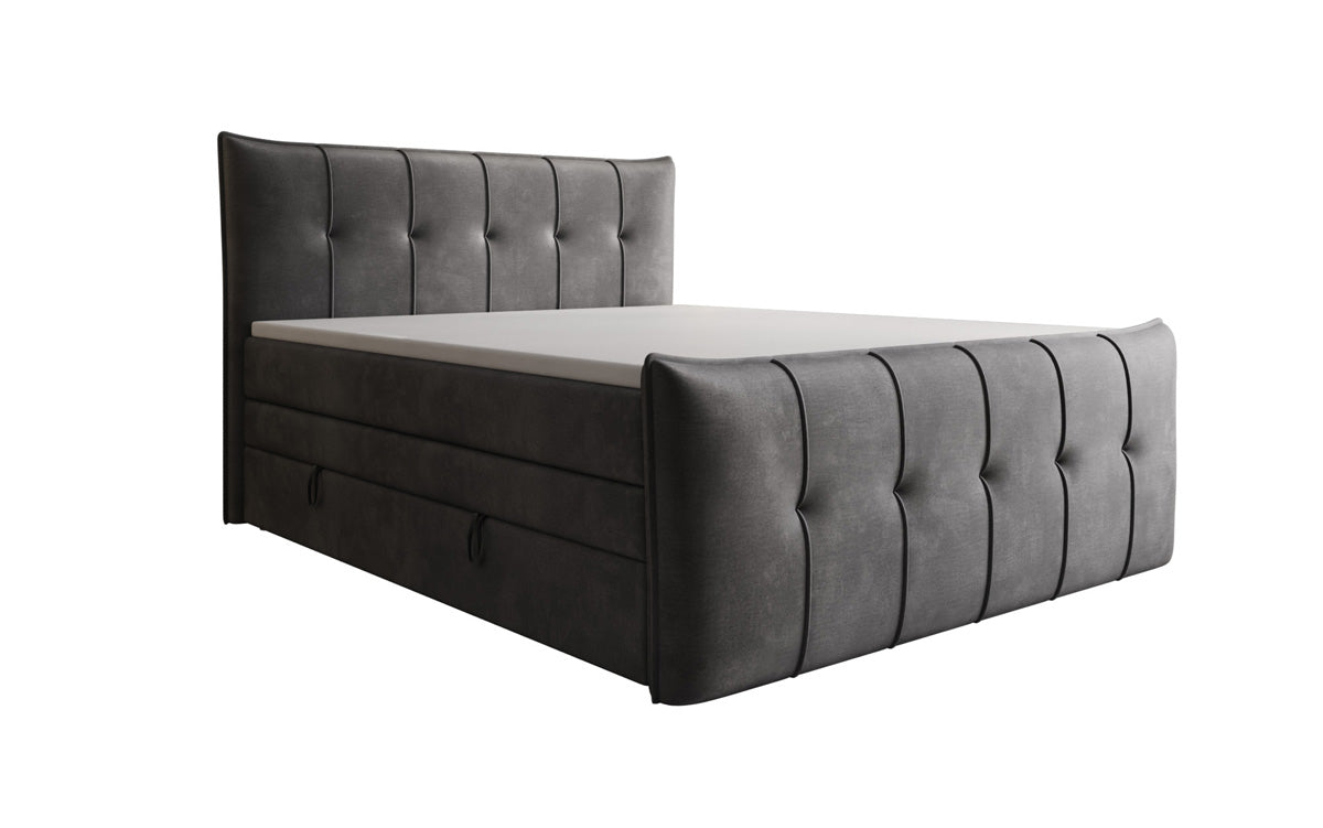 Lit boxspring Treviso avec rangement en Velours
