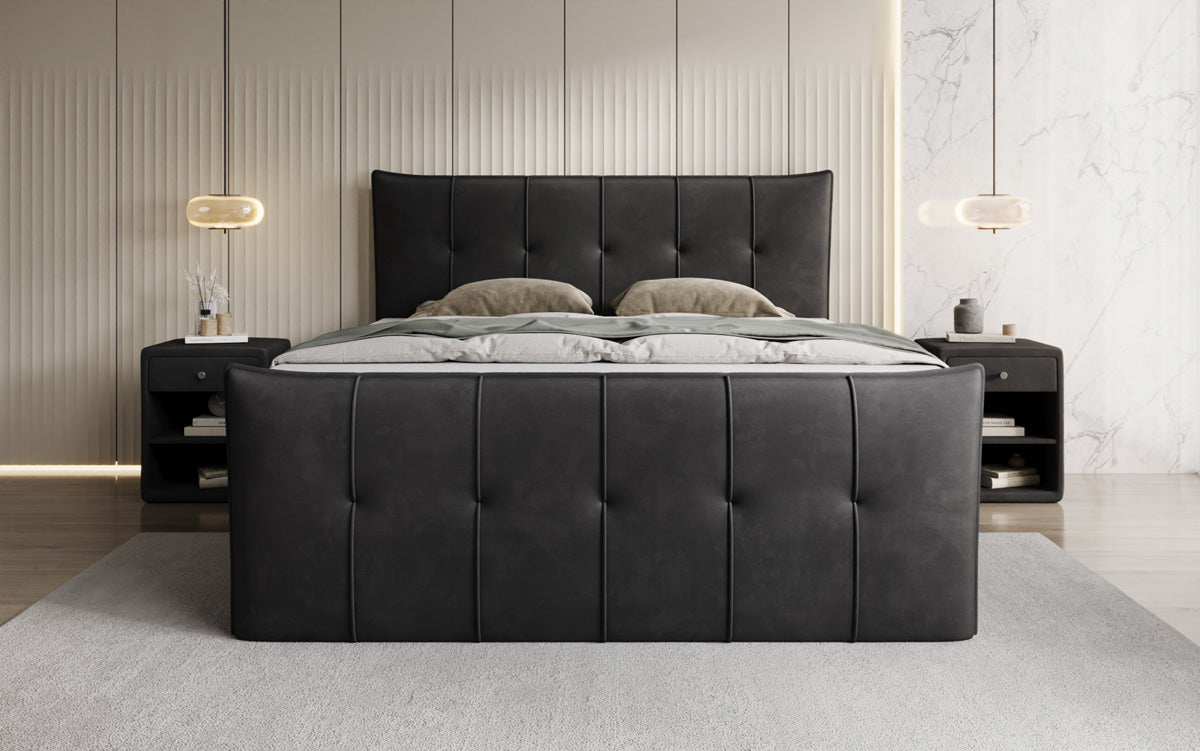 Lit boxspring Treviso avec rangement en Velours