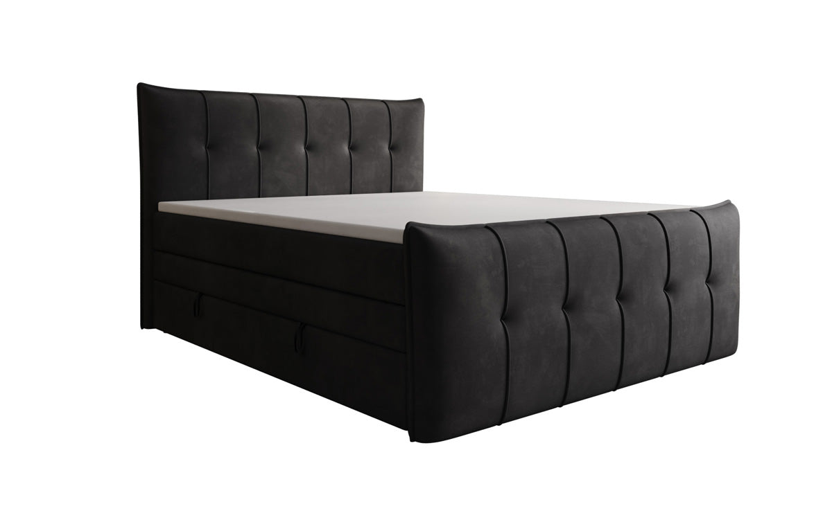 Lit boxspring Treviso avec rangement en Velours