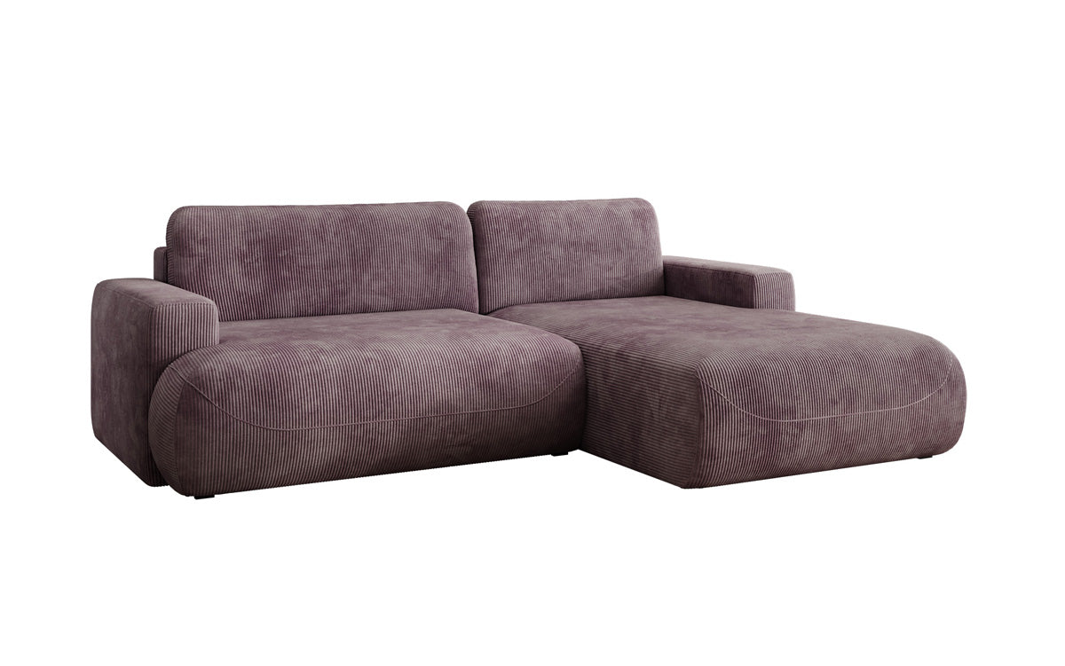 Designer corner sofa Enzo with sleeping and fold-out function in Corduroy