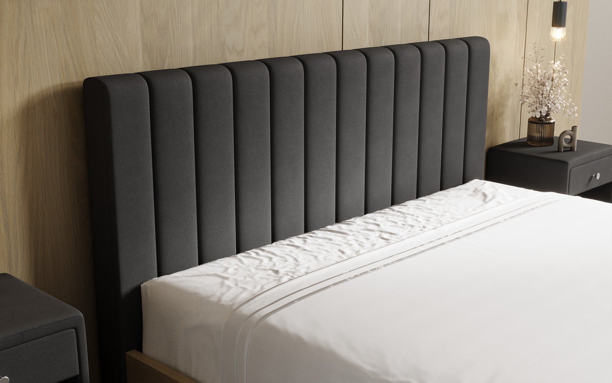 Lit rembourré design Fiore Linea en Tissu avec espace de rangement