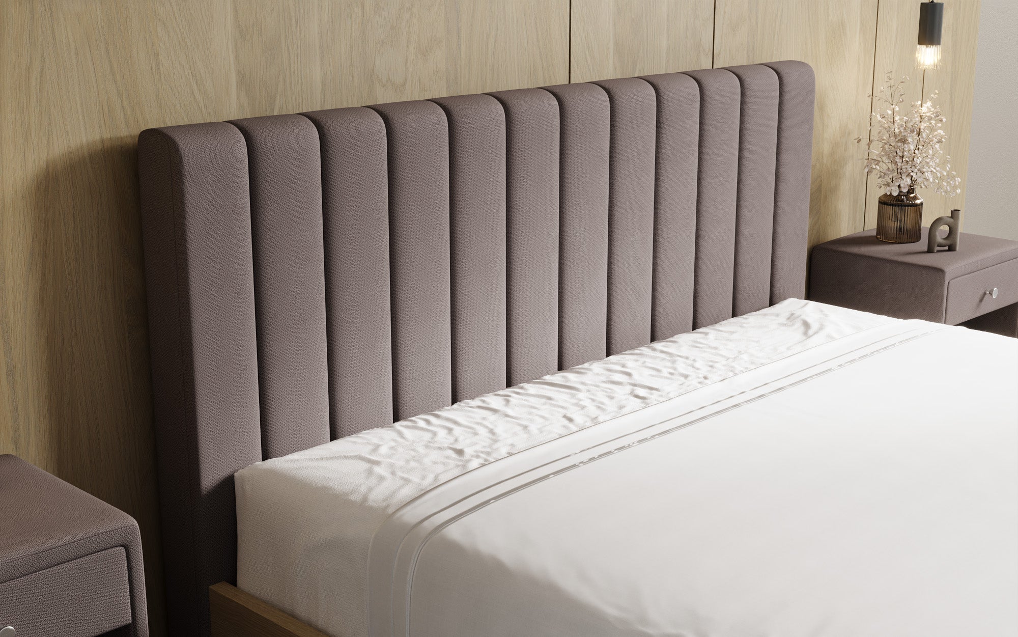 Lit rembourré design Fiore Linea en Tissu avec espace de rangement
