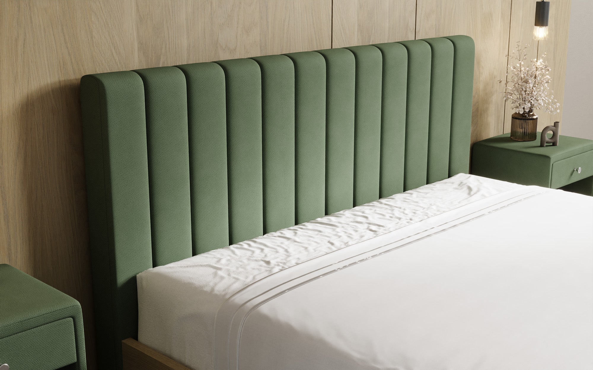 Lit rembourré design Fiore Linea en Tissu avec espace de rangement