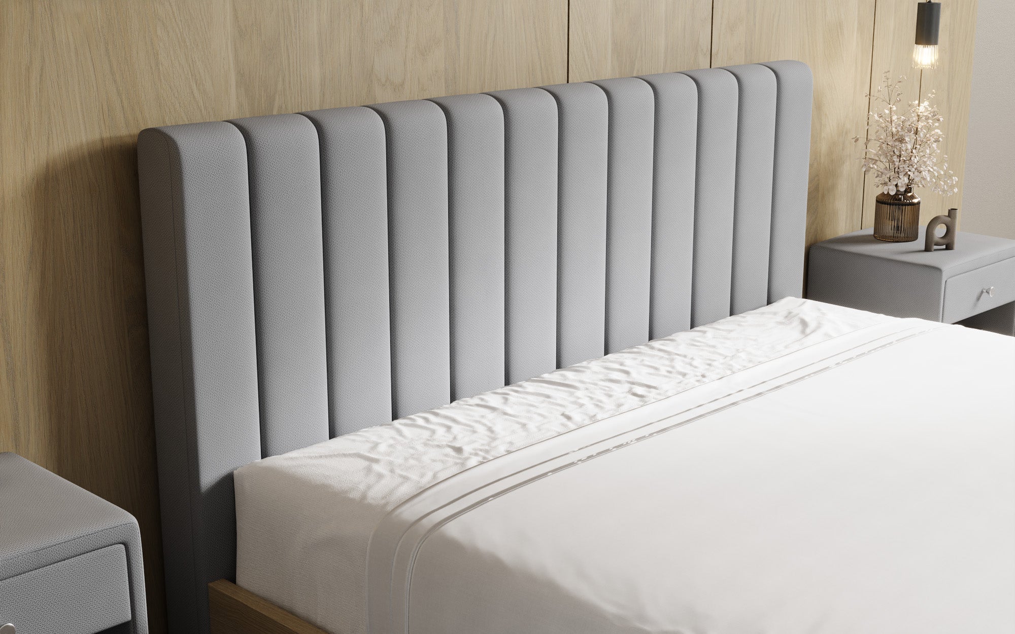 Lit rembourré design Fiore Linea en Tissu avec espace de rangement