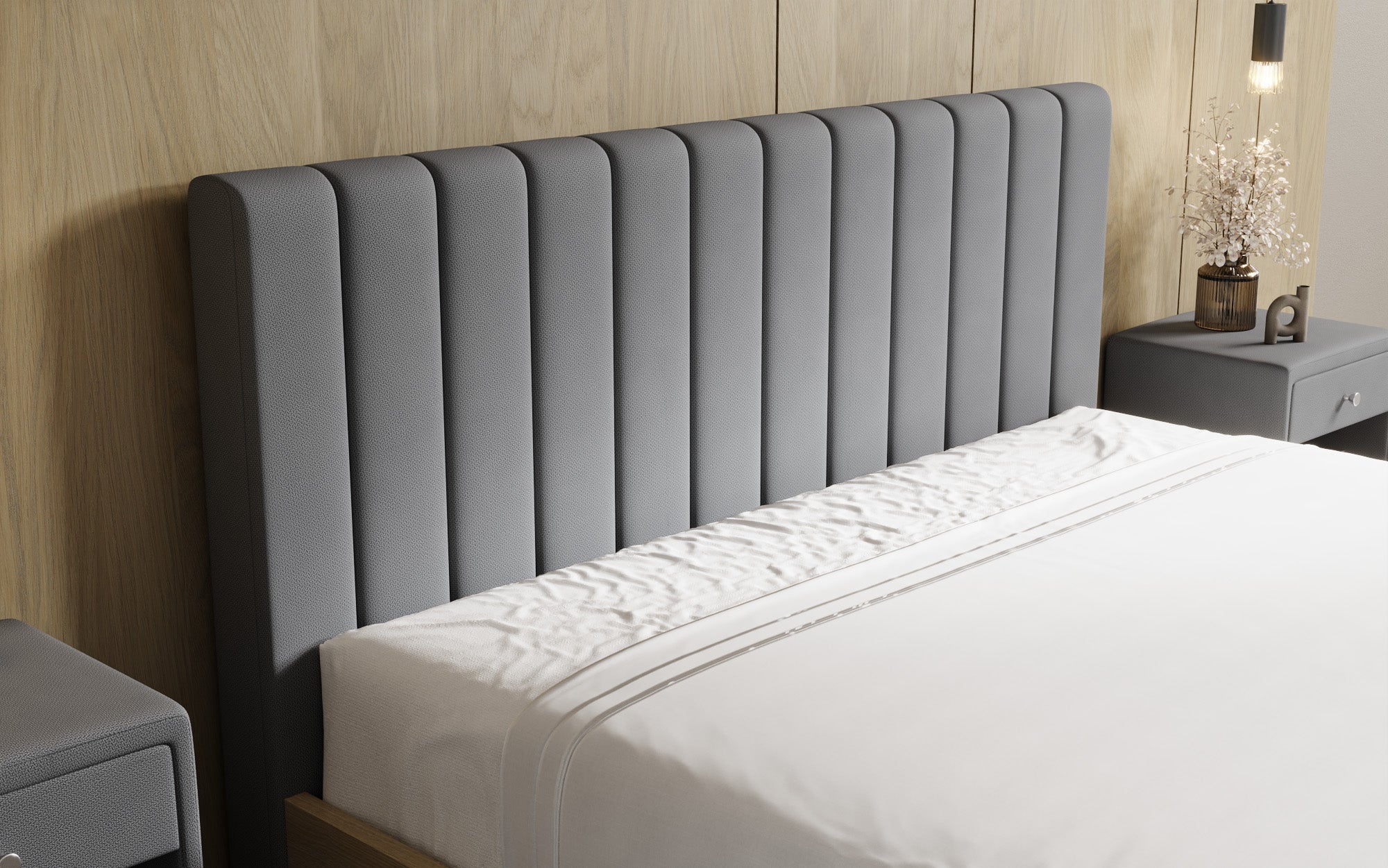 Lit rembourré design Fiore Linea en Tissu avec espace de rangement