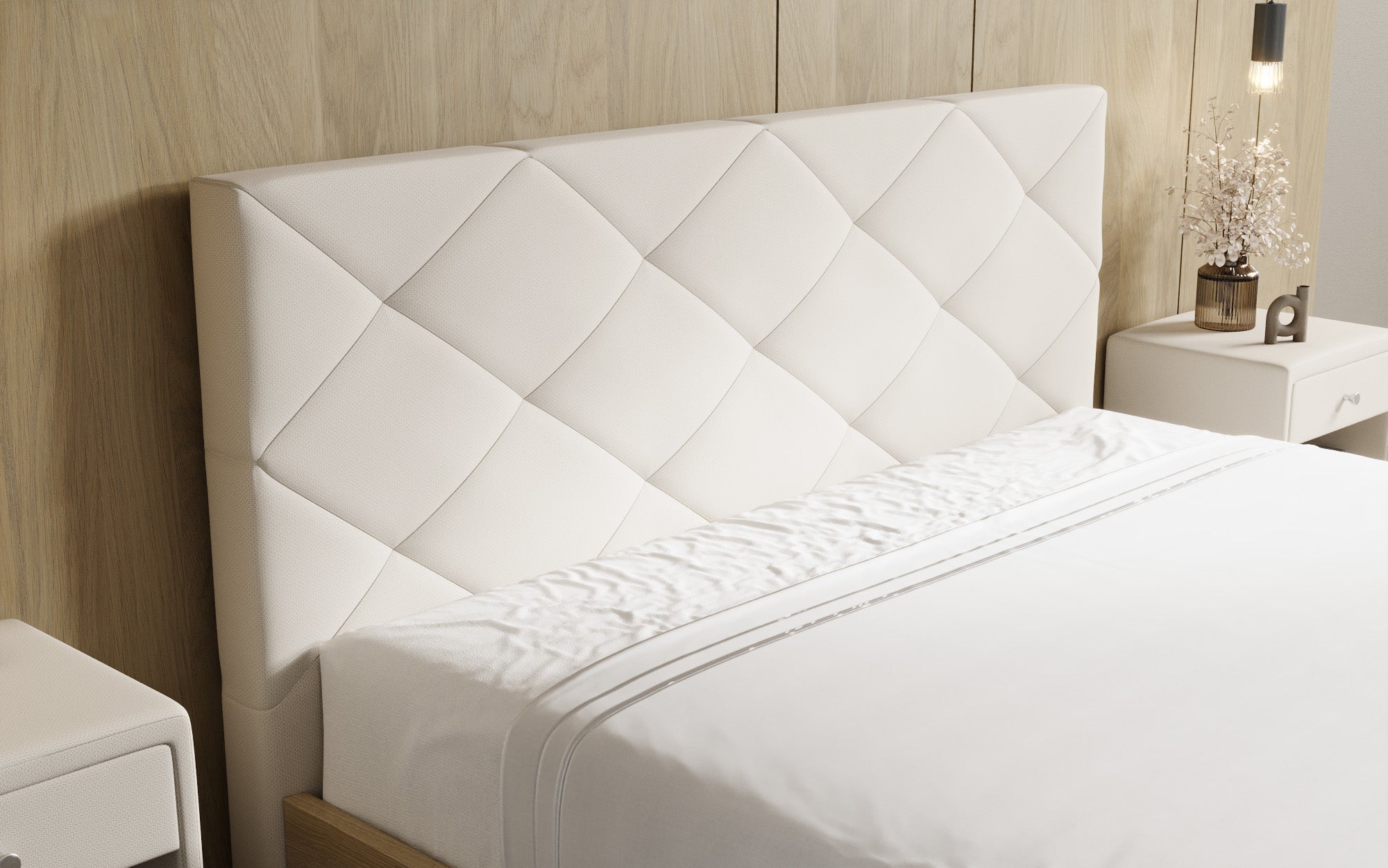 Lit rembourré design Fiore Caro en Tissu avec espace de rangement