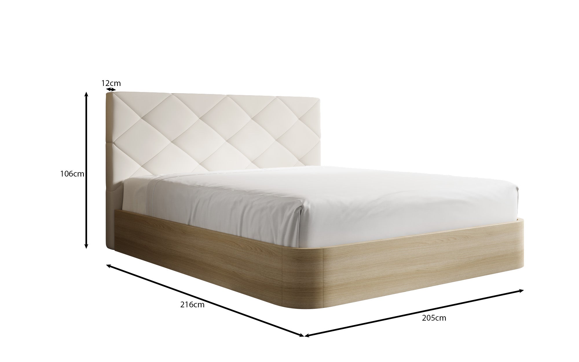 Lit rembourré design Fiore Caro en Tissu avec espace de rangement