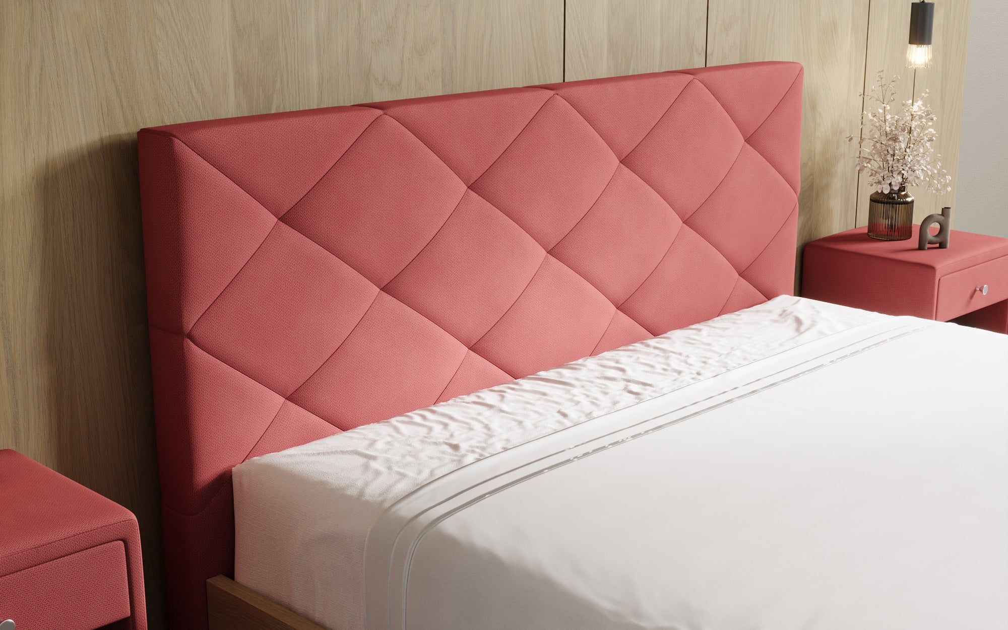 Lit rembourré design Fiore Caro en Tissu avec espace de rangement