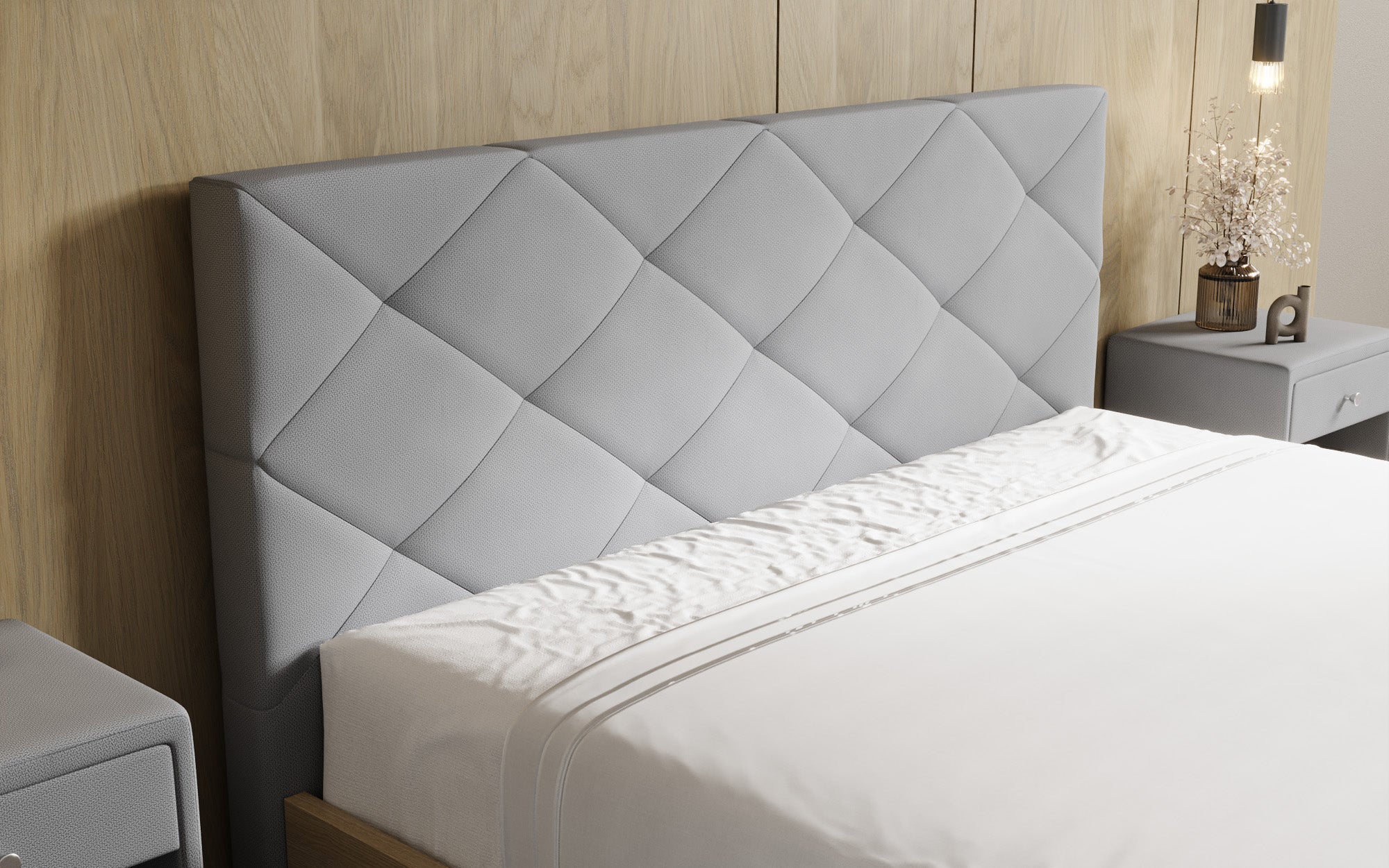 Lit rembourré design Fiore Caro en Tissu avec espace de rangement