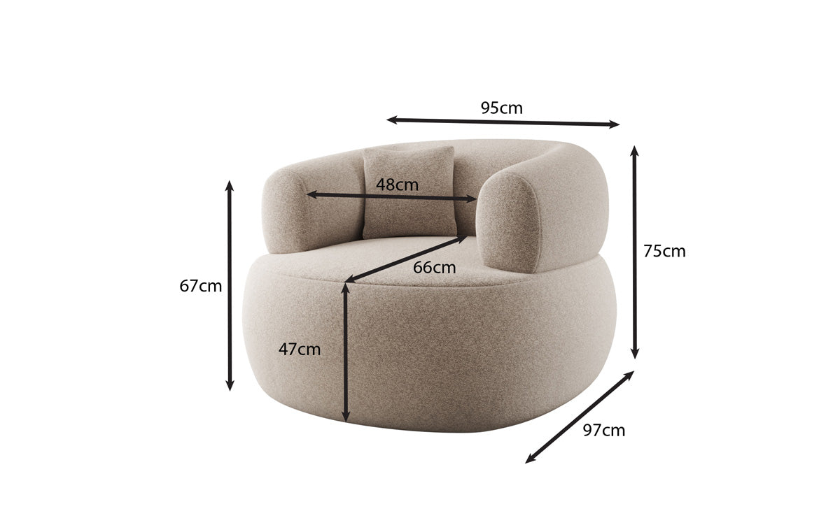 Designer sofa armchair Bao in textured fabric - 360° swivel function
