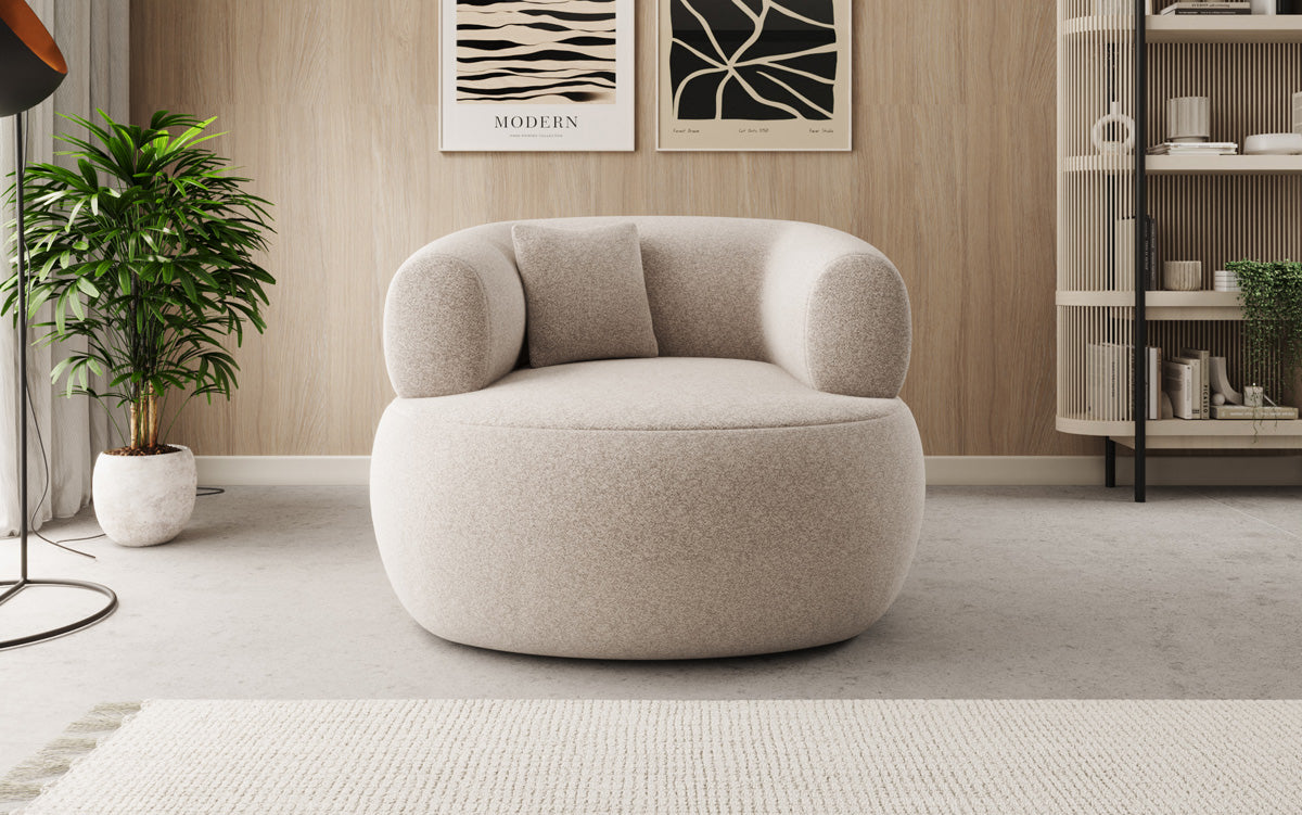 Designer sofa armchair Bao in textured fabric - 360° swivel function
